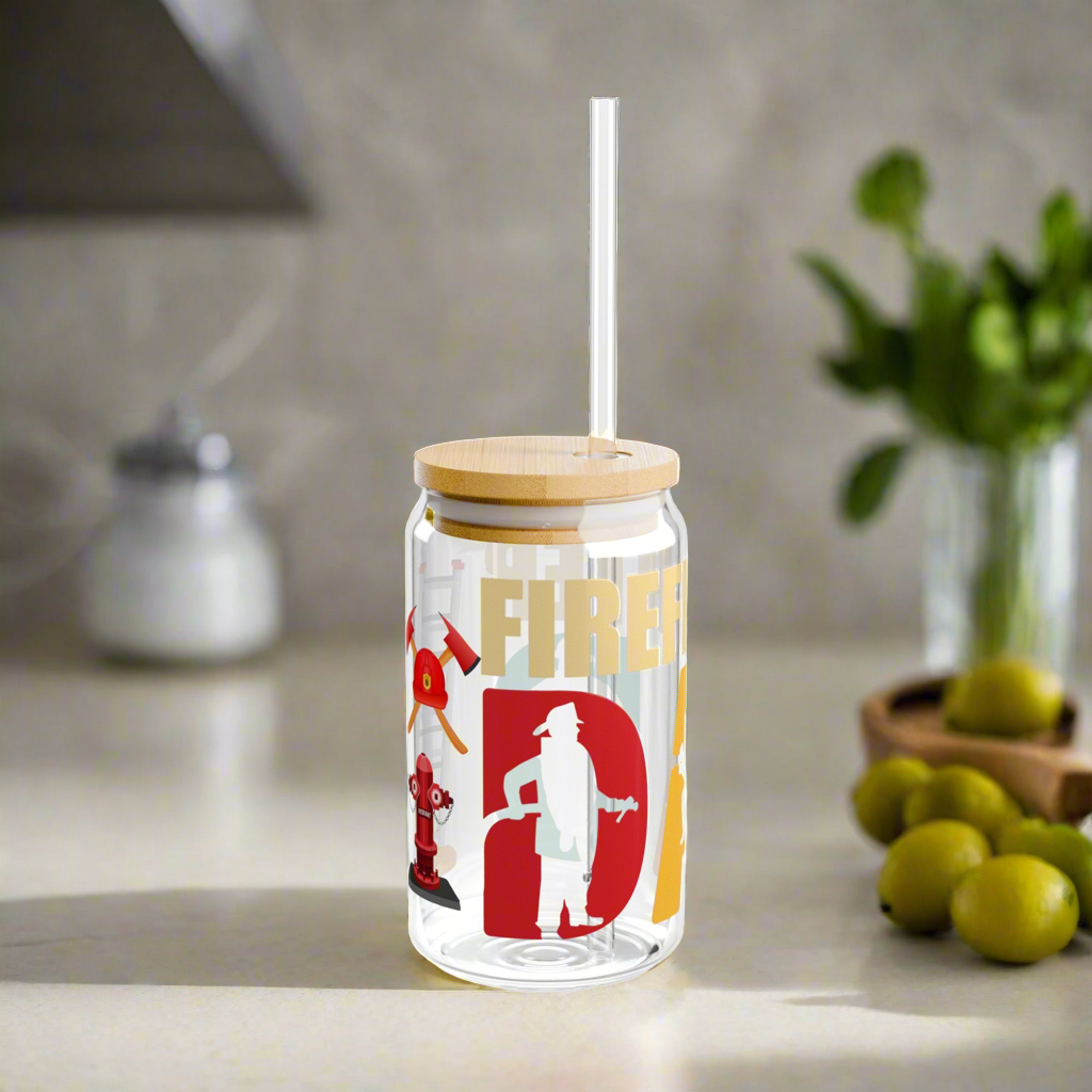 Firefighter Dad Sipper Glass, 16oz - Kim’s Signature Beauty & Accessories