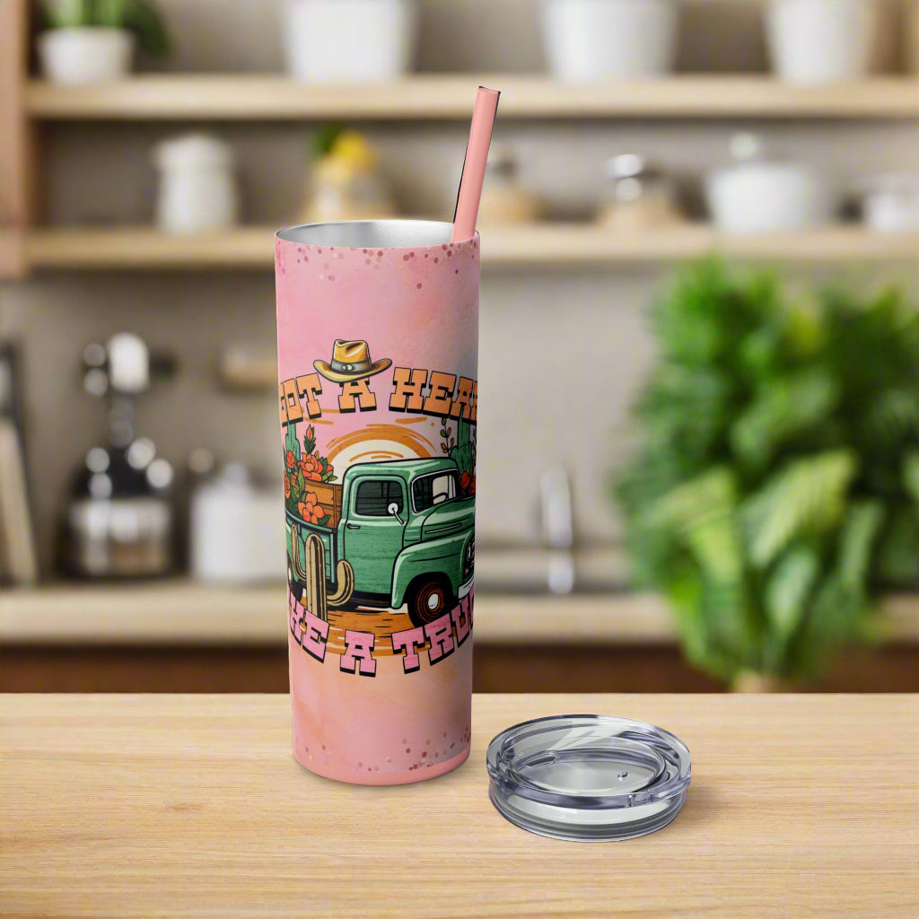 Heart like a TruckTumbler with Straw - Kim’s Signature Beauty & Accessories (Store description)