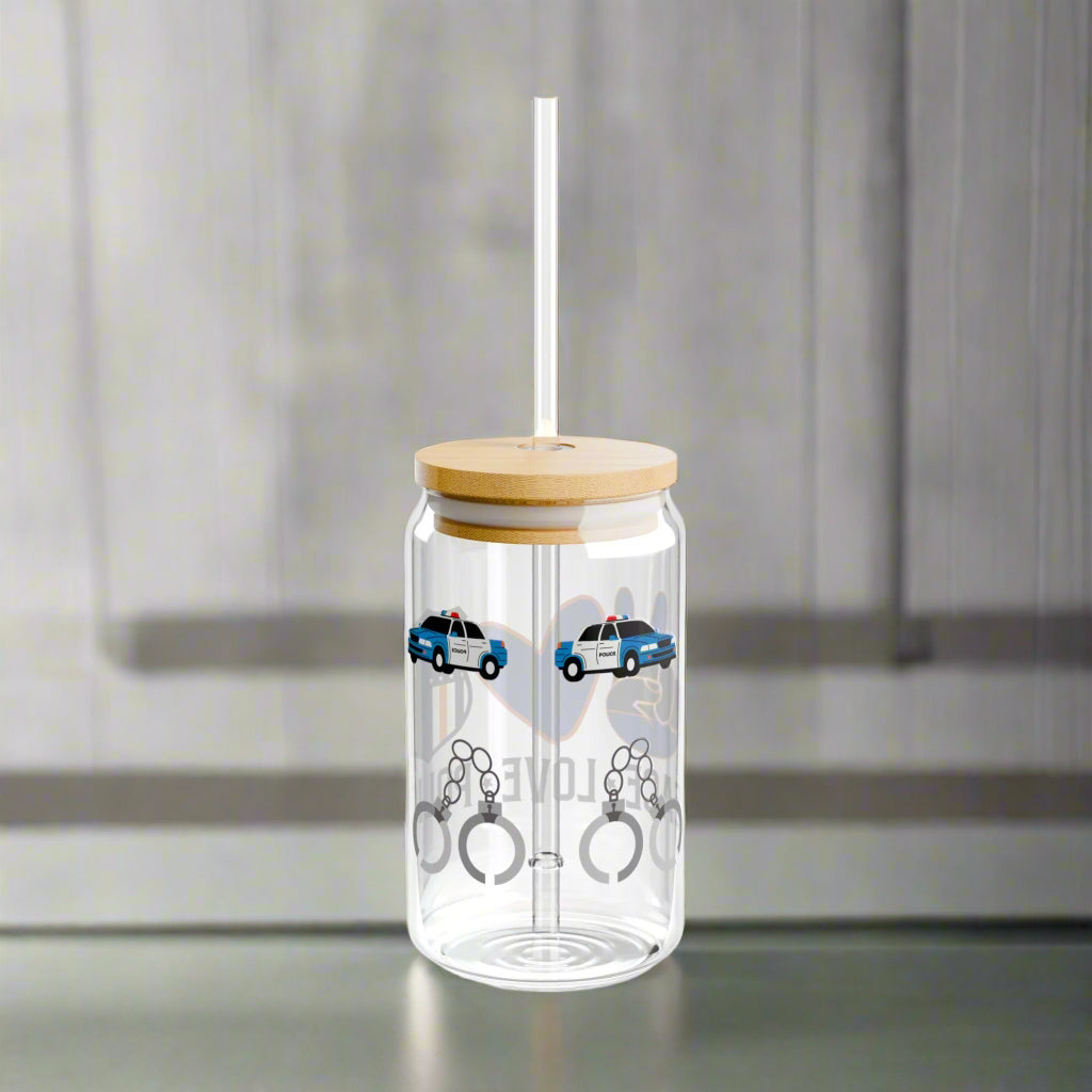 Peace, Love, Police | Sipper Glass, 16oz - Kim’s Signature Beauty & Accessories