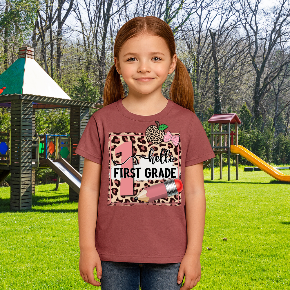 Hello First Grade Tee – Back to School Shirt for Kids - Kim’s Signature Beauty & Accessories