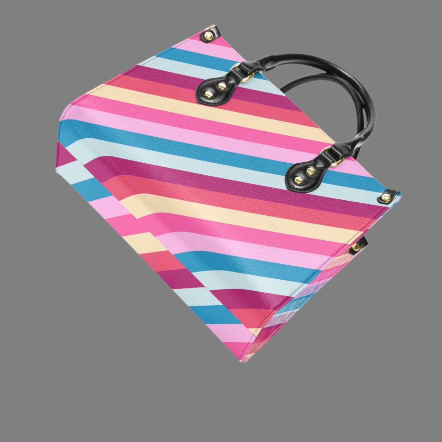 Rainbow Stripe PU Leather Handbag - Kim’s Signature Beauty & Accessories (Store description)