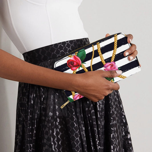Floral Charm Leather Strap Zipper Wallet - Kim’s Signature Beauty & Accessories