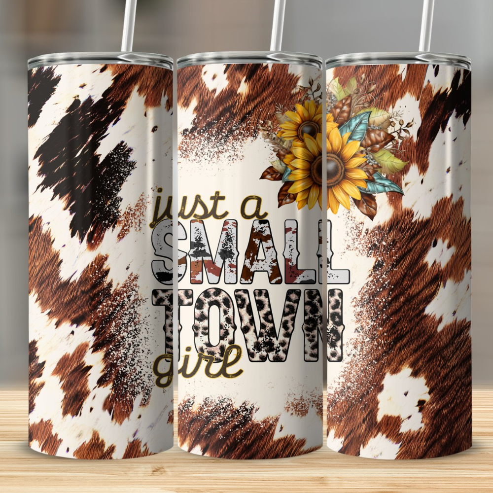 Small Town Girl |Skinny Tumbler with Straw, 20oz - Kim’s Signature Beauty & Accessories (Store description)