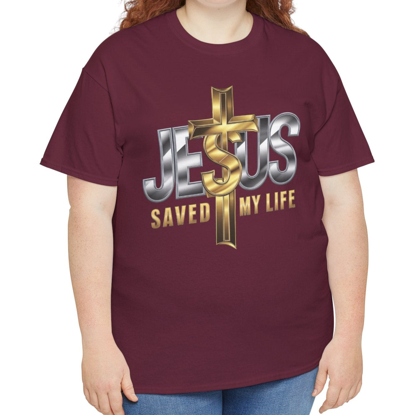Jesus Saved My Life Cotton Tee - Kim’s Signature Beauty & Accessories (Store description)