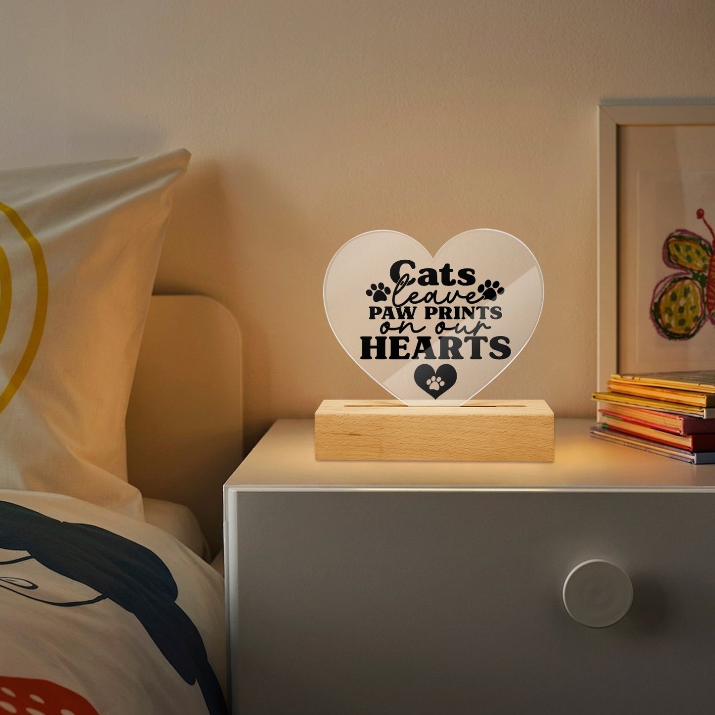 Cats Leave Paw Prints Acrylic Plaque with Stand - Heart - Kim’s Signature Beauty & Accessories (Store description)