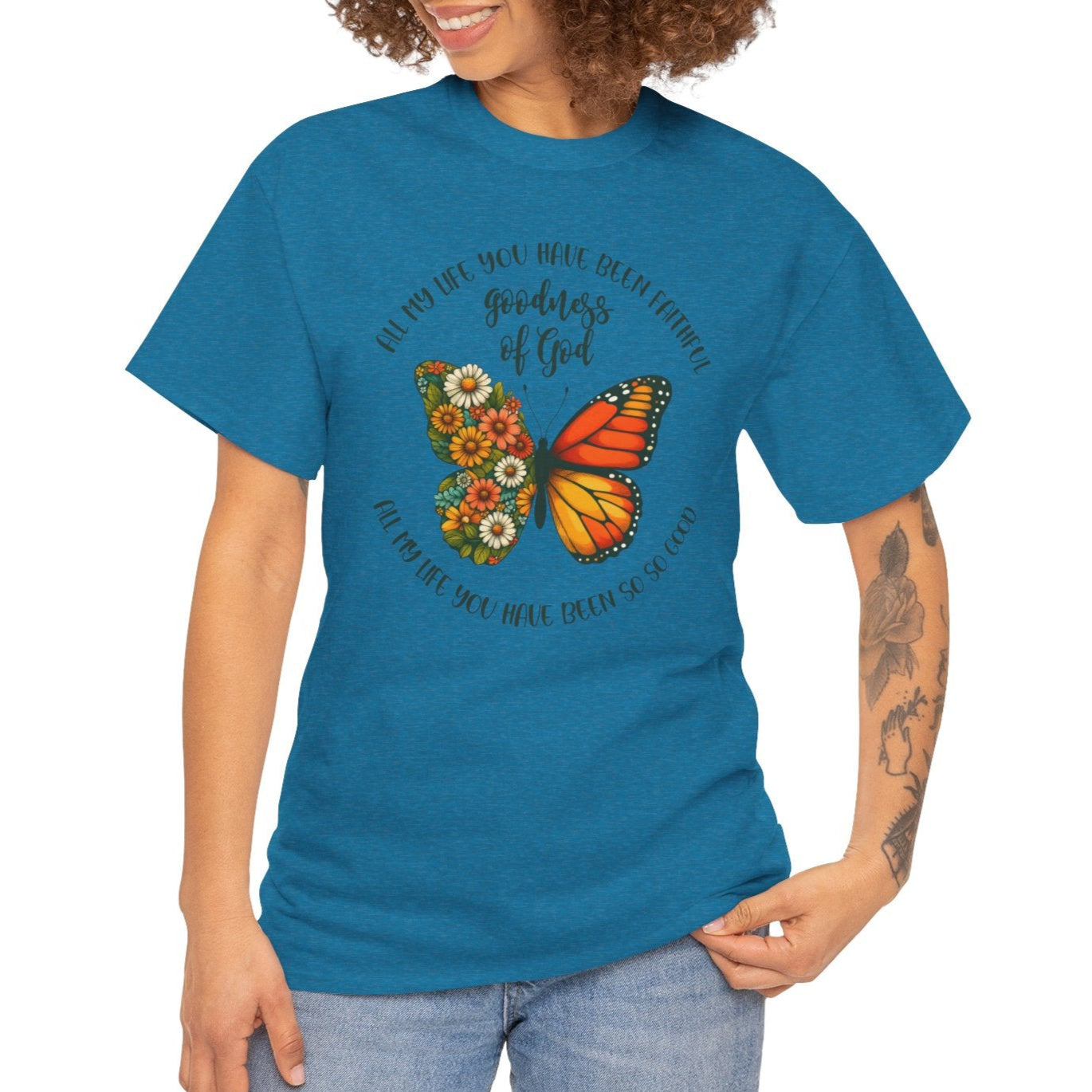 Goodness of God Floral Butterfly Tee - Kim’s Signature Beauty & Accessories (Store description)