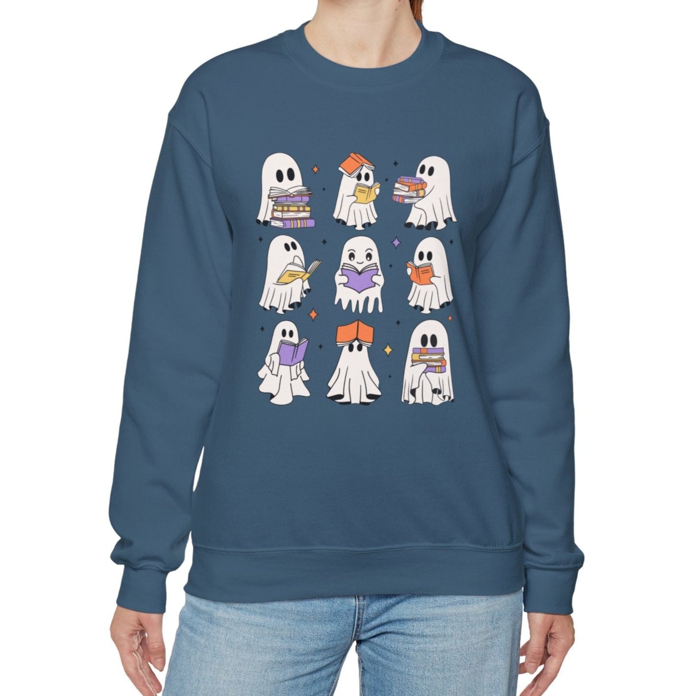 Bookish Boos - Cozy Ghost Readers Sweatshirt - Kim’s Signature Beauty & Accessories (Store description)
