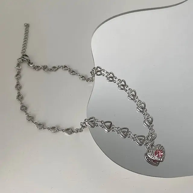 Pink Heart Pendant Necklace | Earrings - Kim’s Signature Beauty & Accessories