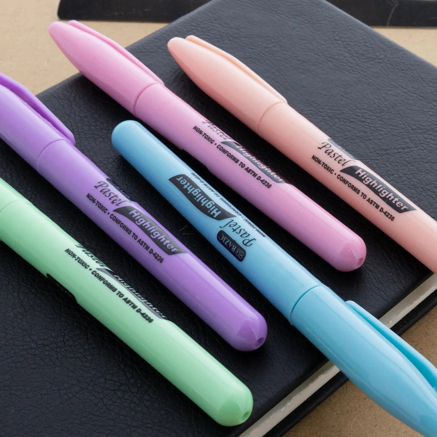 Pen Style Pastel Assorted Colors Highlighter w/ Pocket Clip (5/Pack) - Kim’s Signature Beauty & Accessories (Store description)