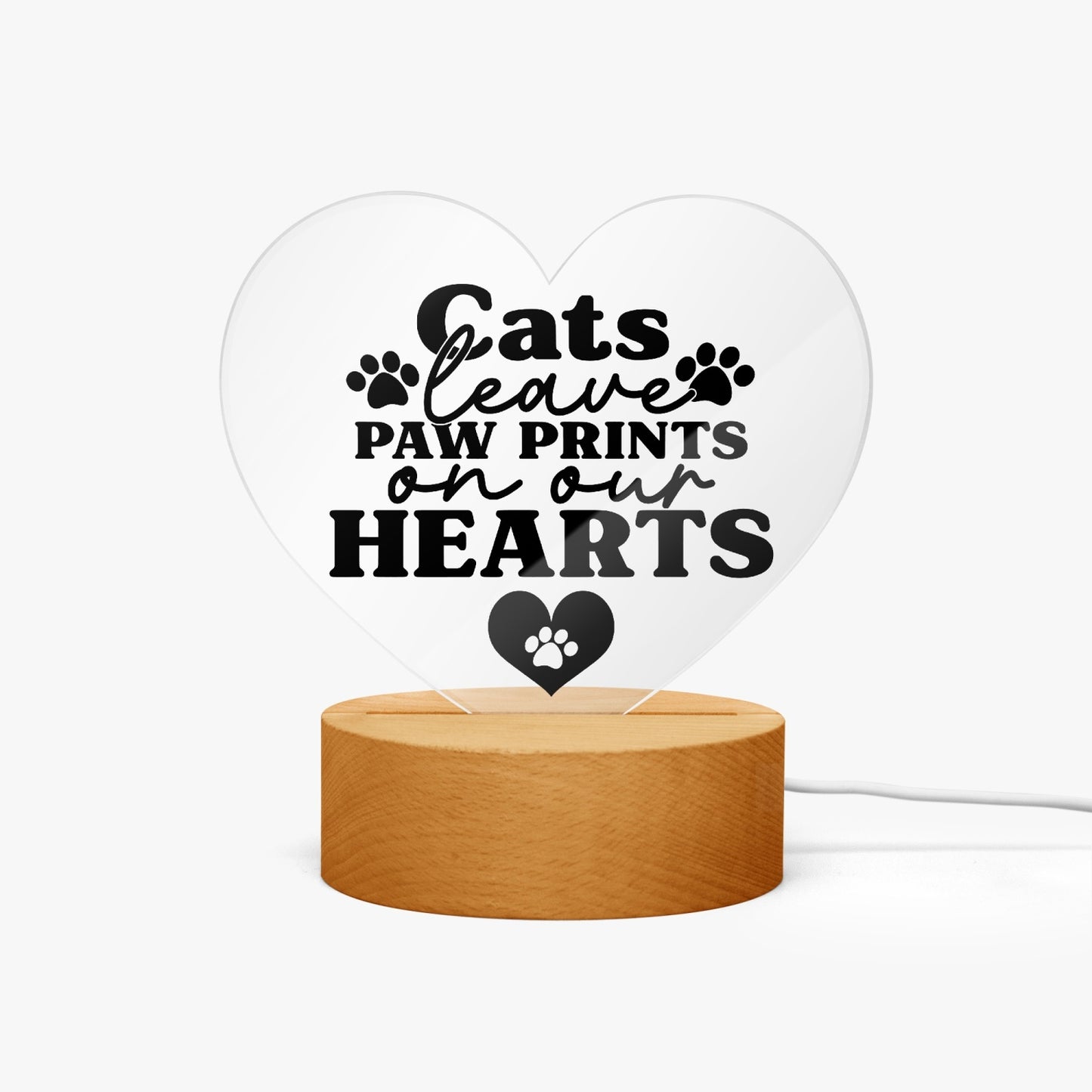 Cats Leave Paw Prints Acrylic Plaque with Stand - Heart - Kim’s Signature Beauty & Accessories (Store description)