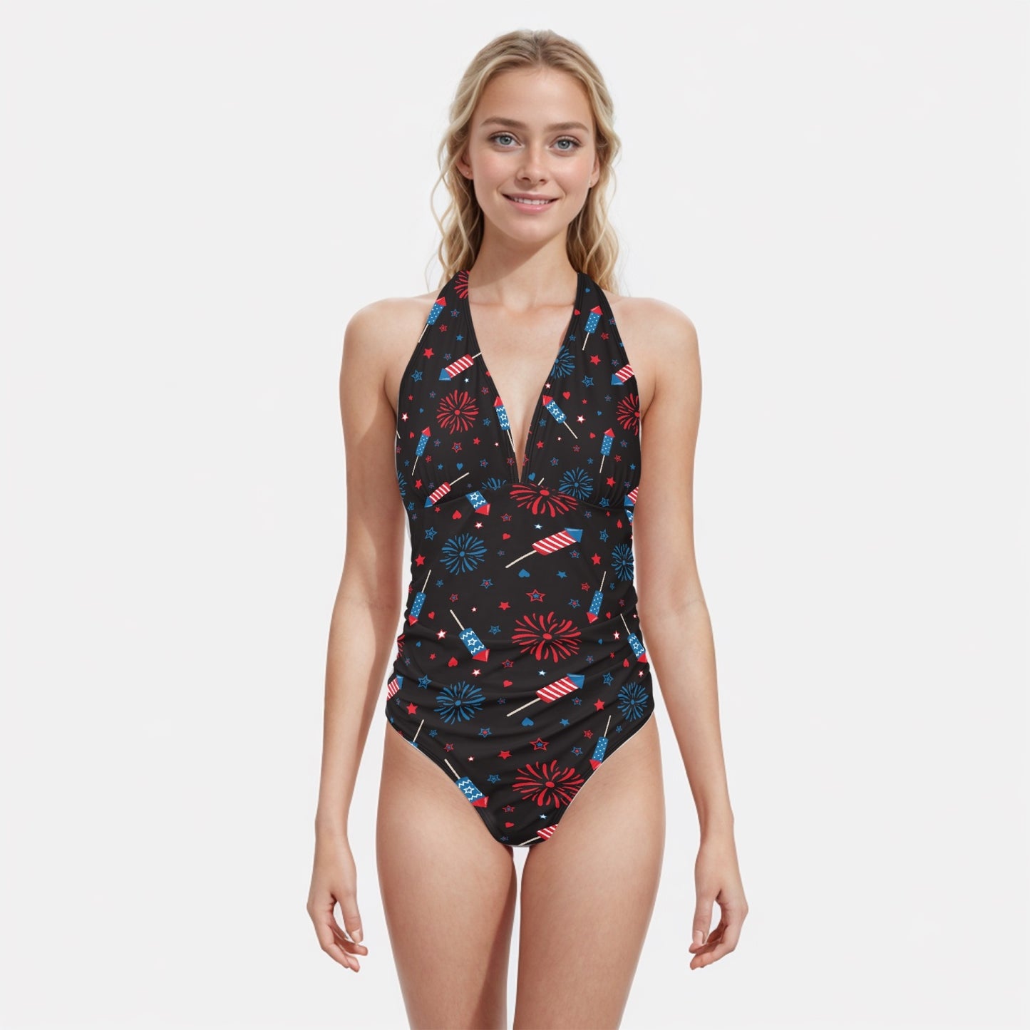 Red, White, & Boom | Women's One-Piece Swimsuit - Kim’s Signature Beauty & Accessories (Store description)