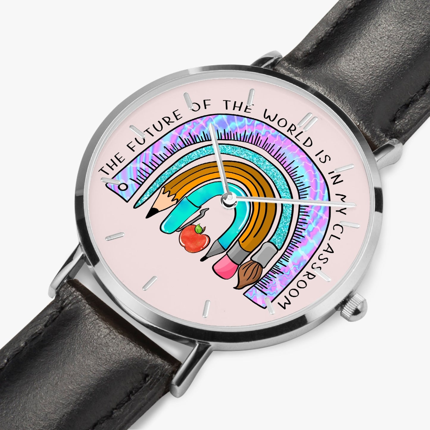 The Future of the World: Pencil Rainbow Ultra-Thin Watch (Silver) - Kim’s Signature Beauty & Accessories