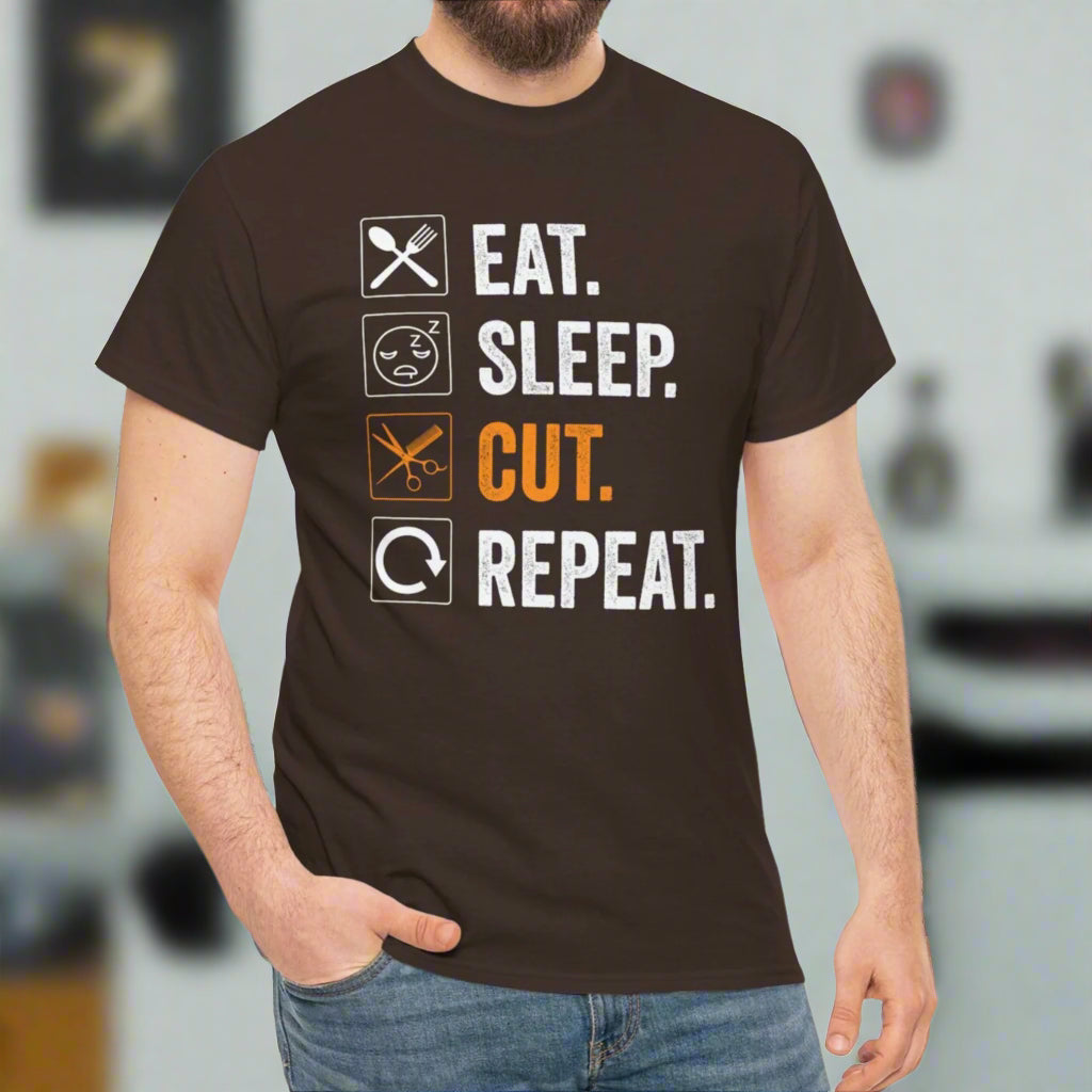 Eat, Sleep, Cut, Repeat Cotton Tee - Kim’s Signature Beauty & Accessories