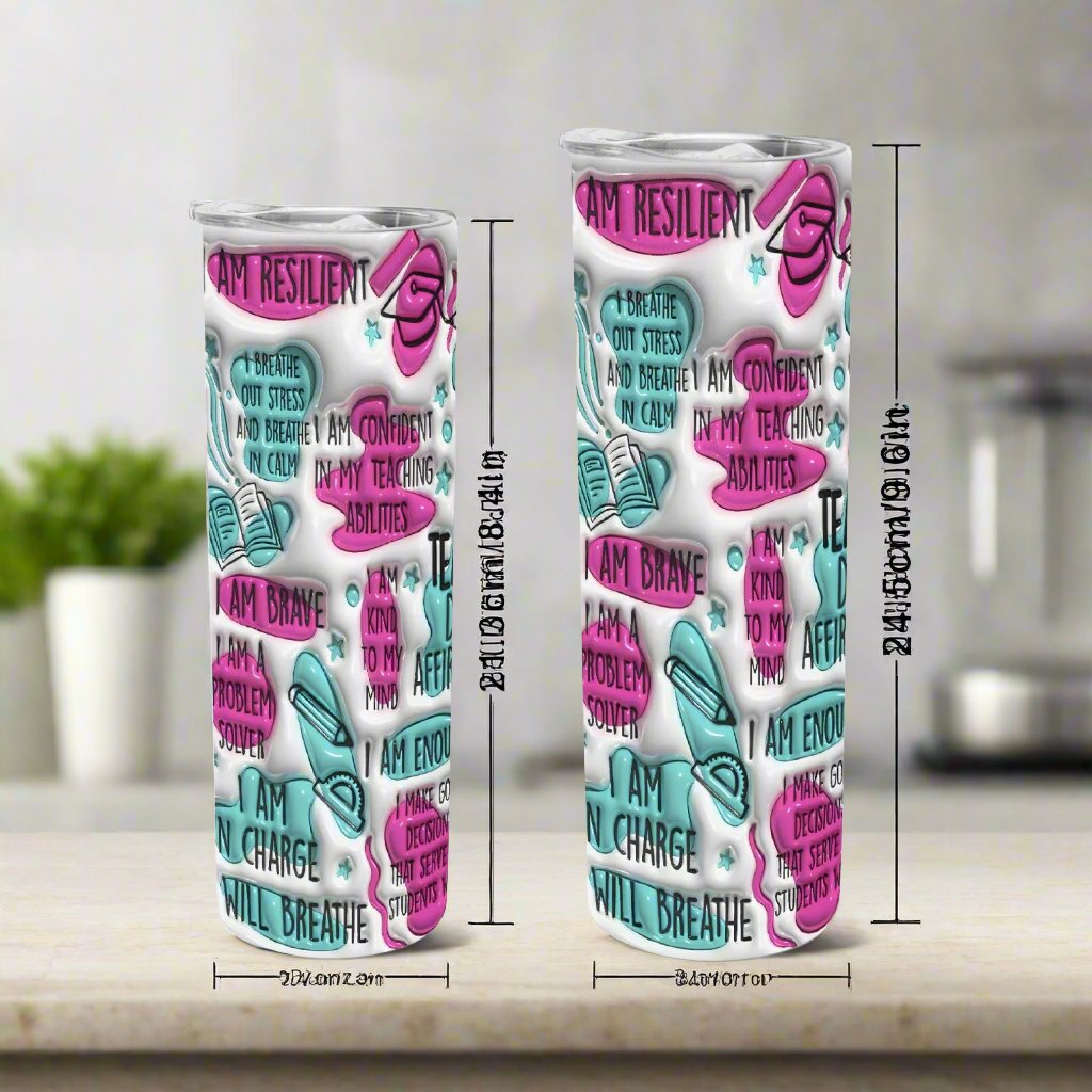 Teacher Affirmations | Straight Skinny Tumbler - Kim’s Signature Beauty & Accessories (Store description)