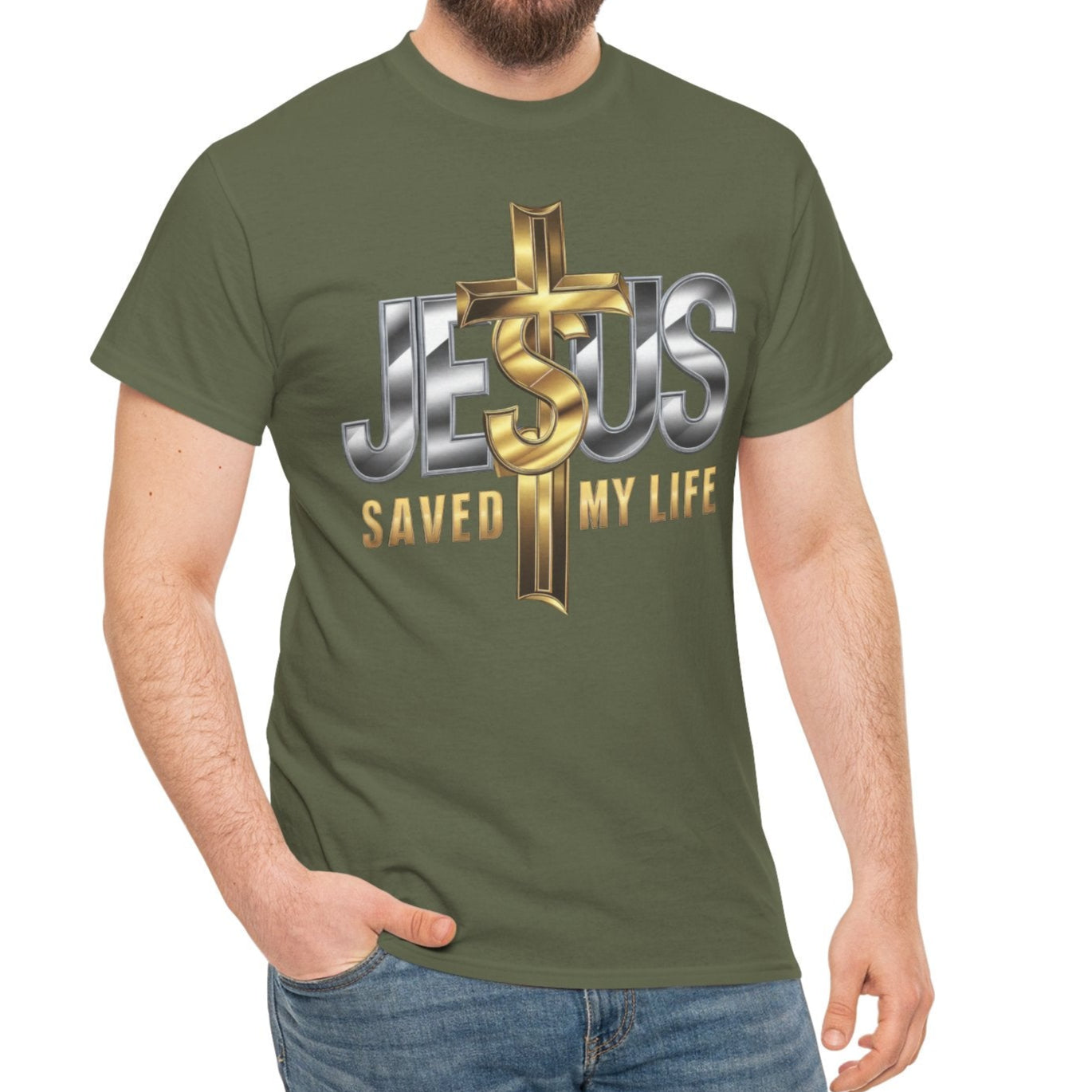 Jesus Saved My Life Cotton Tee - Kim’s Signature Beauty & Accessories (Store description)