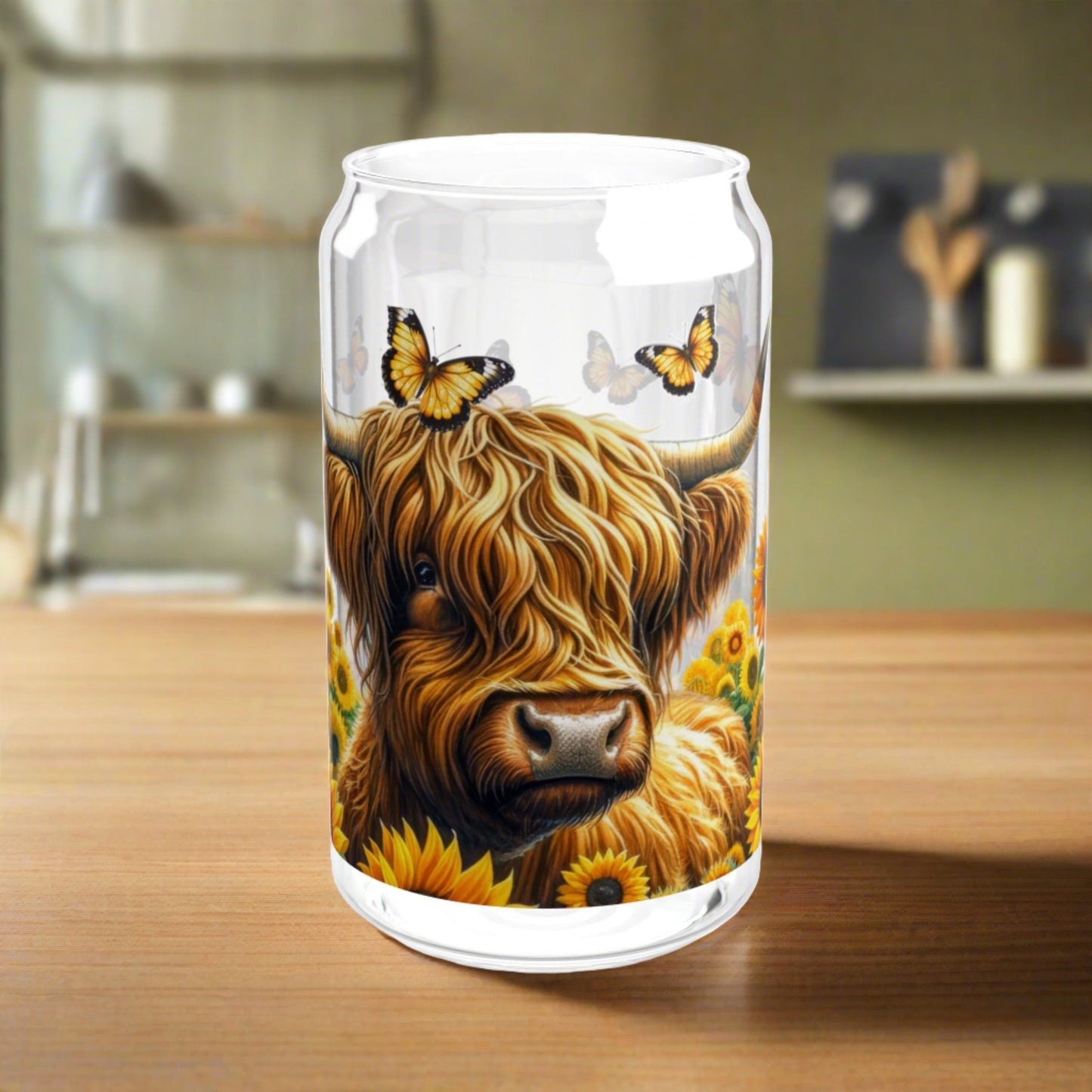 Highland Cow Sipper Glass - Kimās Signature Beauty & Accessories