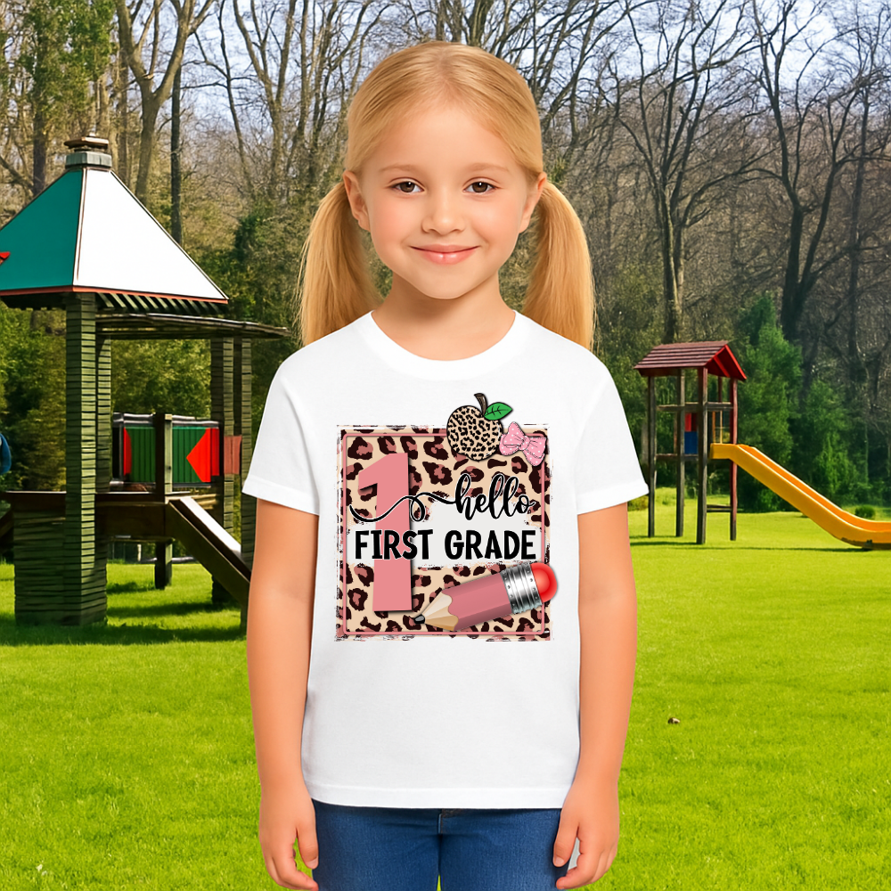 Hello First Grade Tee – Back to School Shirt for Kids - Kim’s Signature Beauty & Accessories