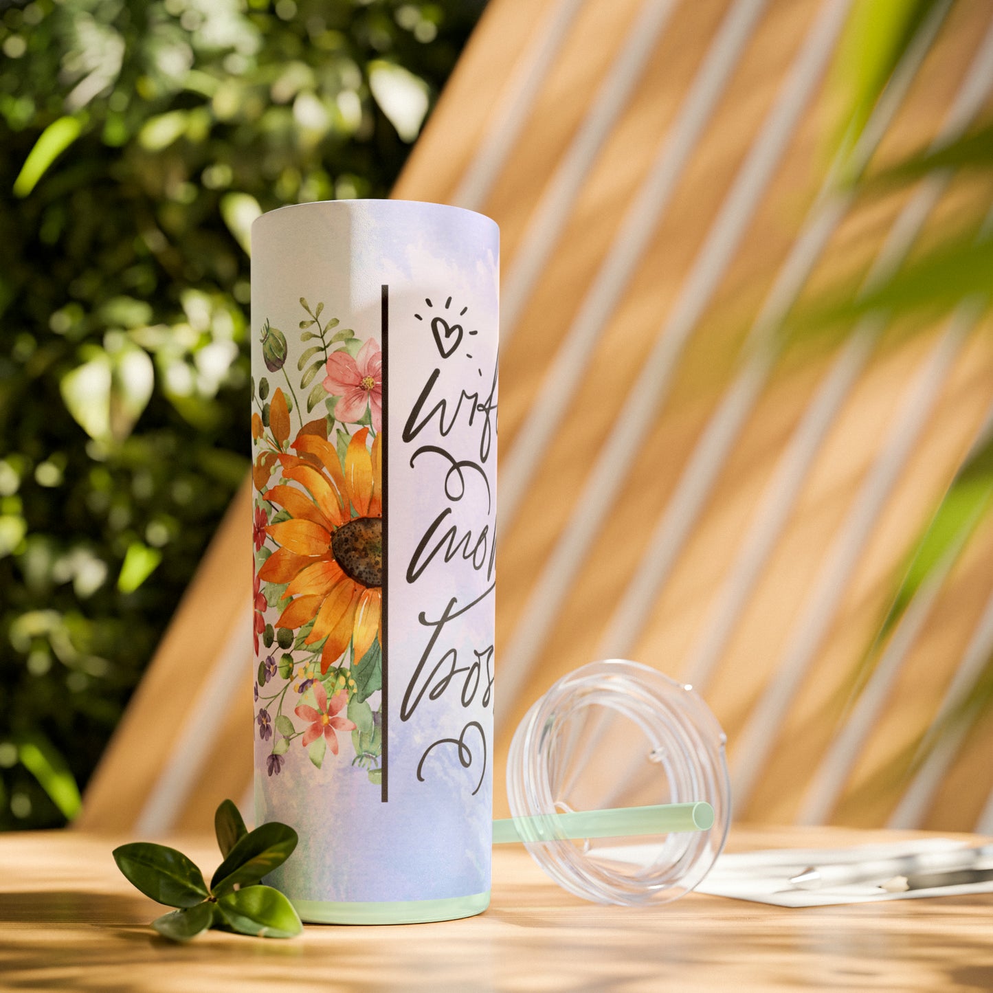 Wife, Mom, Boss | Skinny Tumbler with Straw, 20oz - Kim’s Signature Beauty & Accessories (Store description)