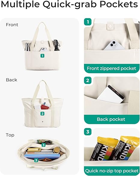 Beige BAGSMART Tote Bag for Women - Everyday Carryall - Kim’s Signature Beauty & Accessories