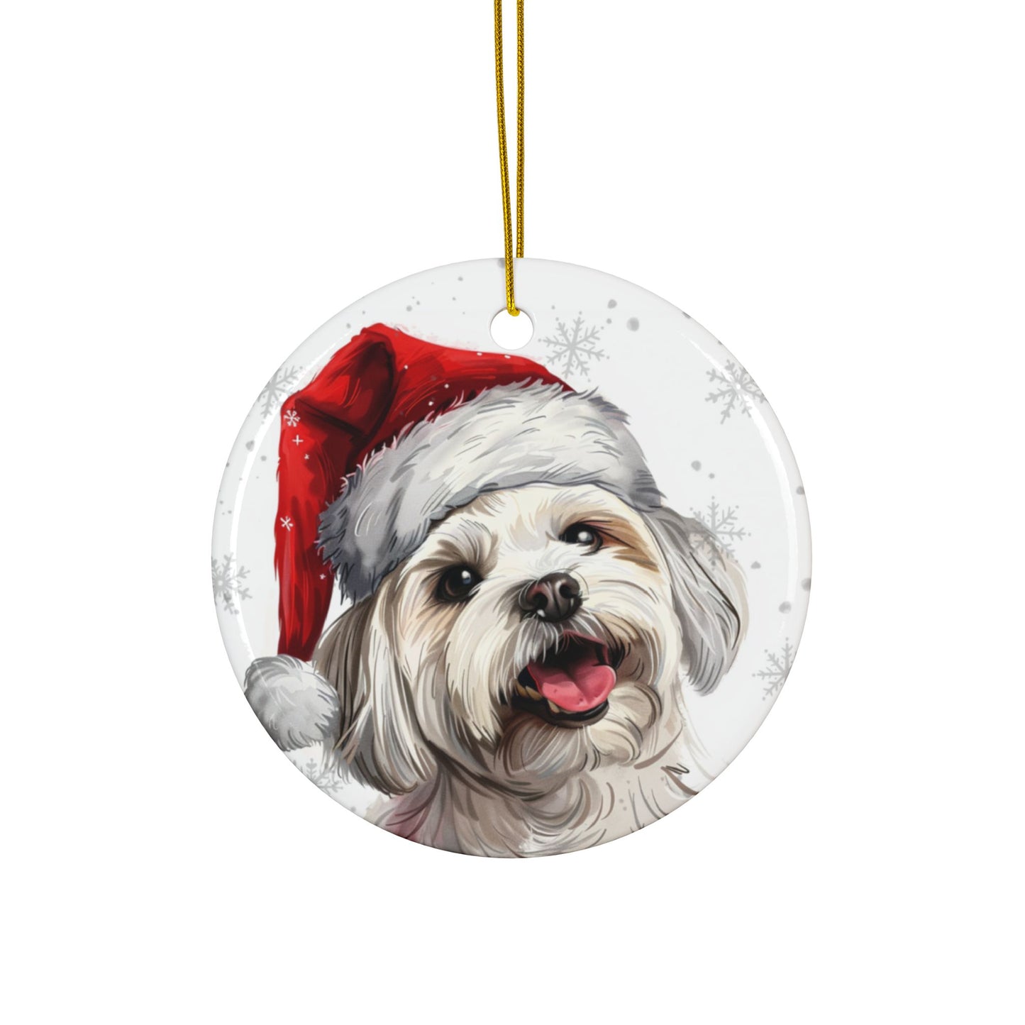Maltipoo Santa Ceramic Ornament, 2-Side Print - Kim’s Signature Beauty & Accessories (Store description)