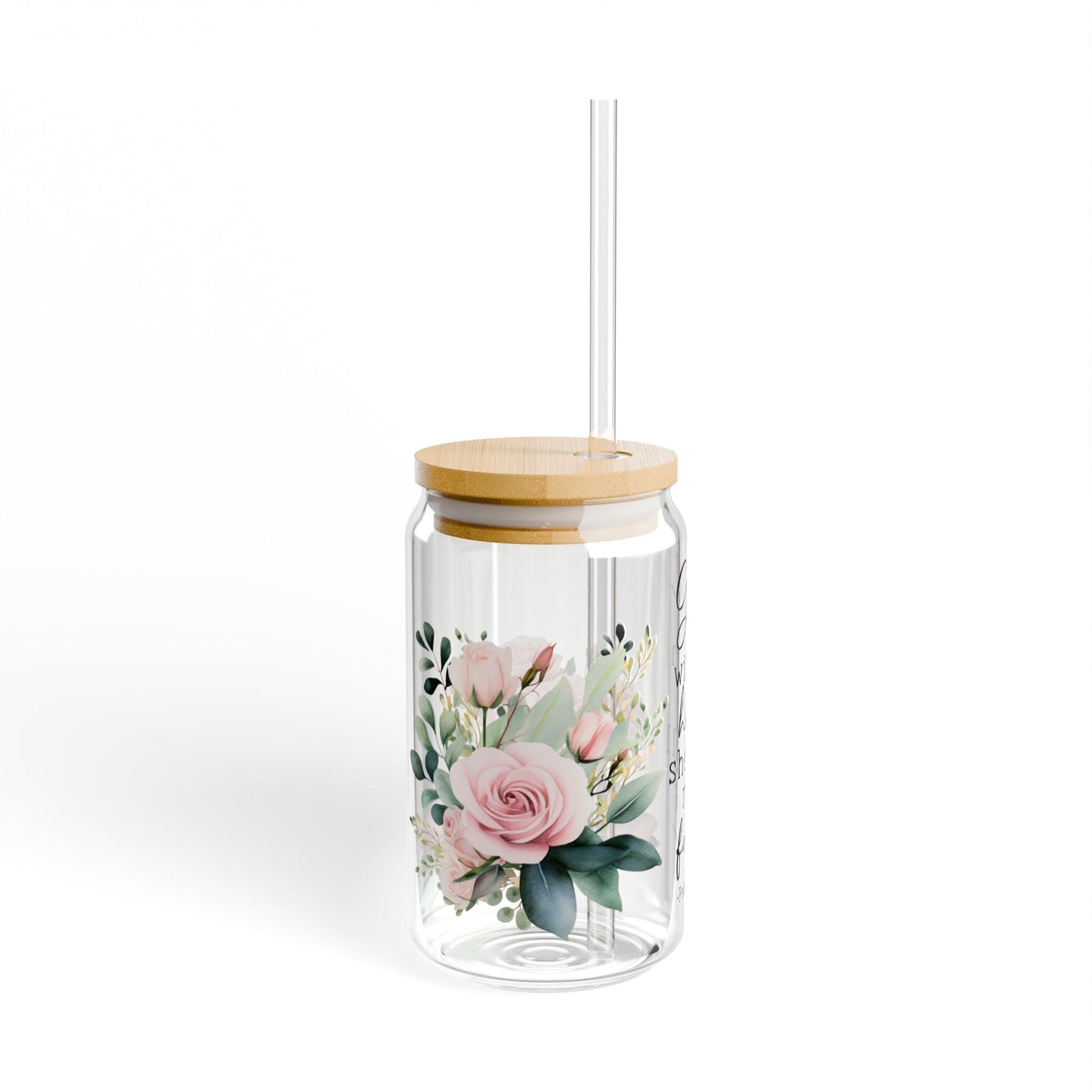 Psalm 46:5 Floral Sipper Glass 16oz - Kim’s Signature Beauty & Accessories
