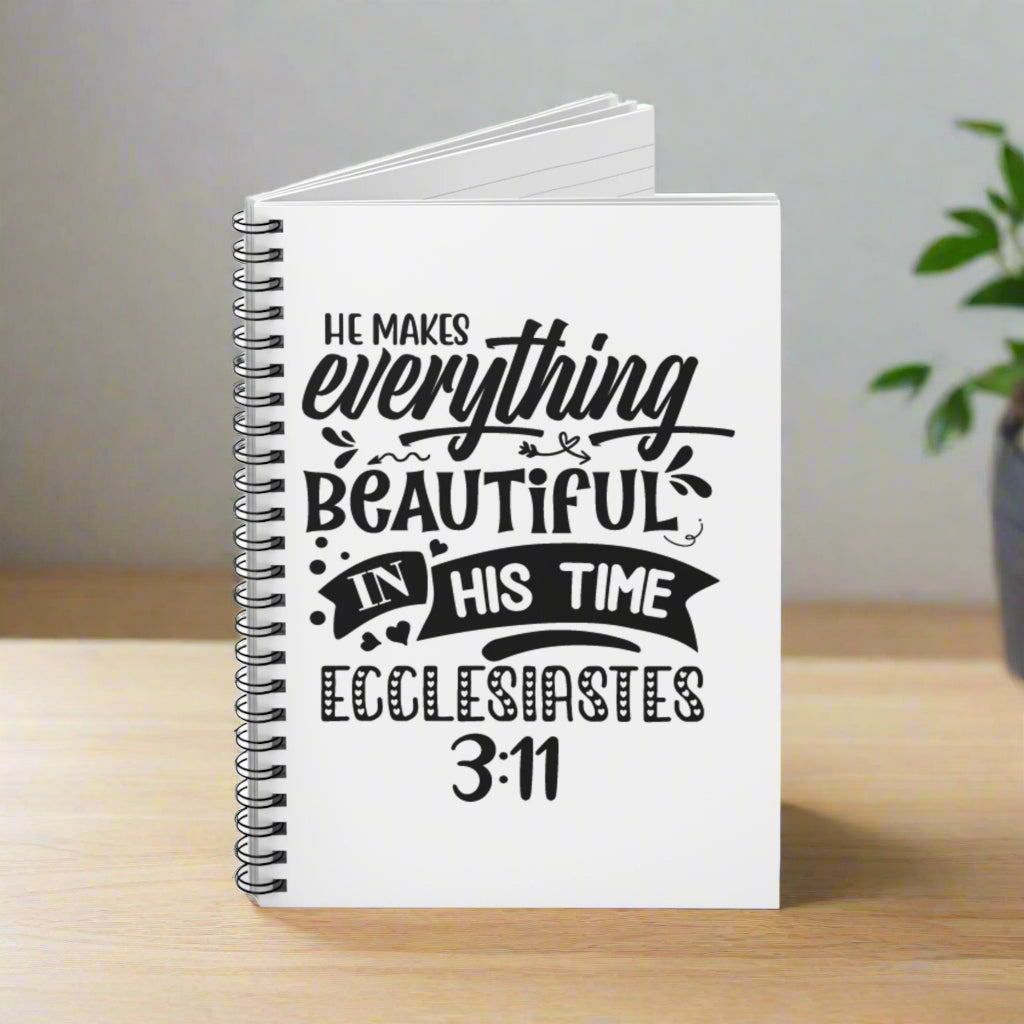 He Makes Everything Beautiful, Ecclesiastes 3:11 Spiral Notebook - Kim’s Signature Beauty & Accessories (Store description)
