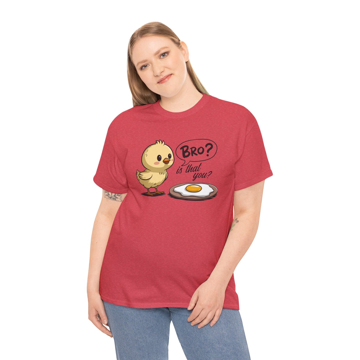 Funny Chick Tee - "Bro? Is That You?" - Unisex Heavy Cotton T-Shirt for Bird Lovers, Casual Wear, Gift Idea, Easter, Humor - Kim’s Signature Beauty & Accessories (Store description)