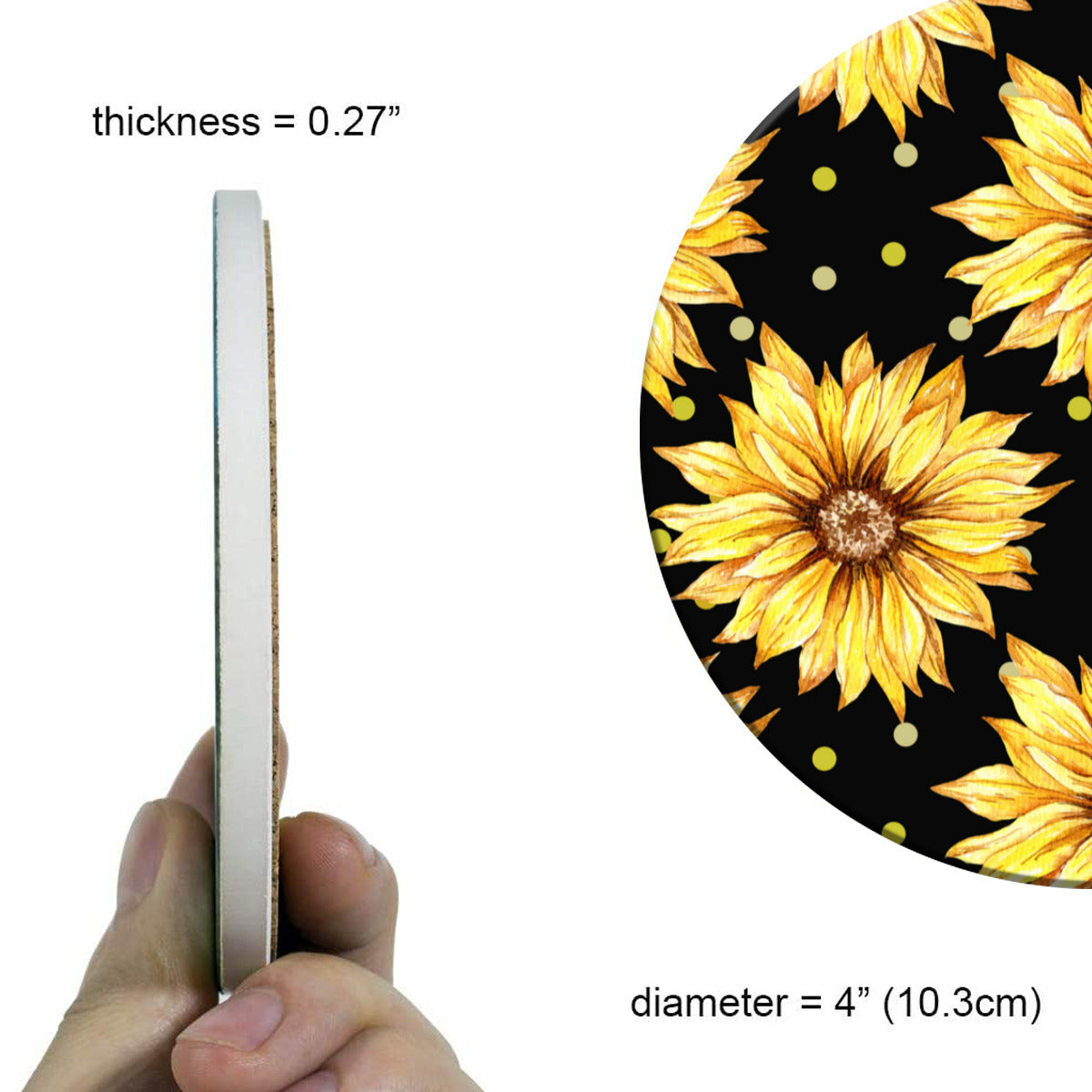 Black Coaster Set with Yellow Sunflowers - Kim’s Signature Beauty & Accessories