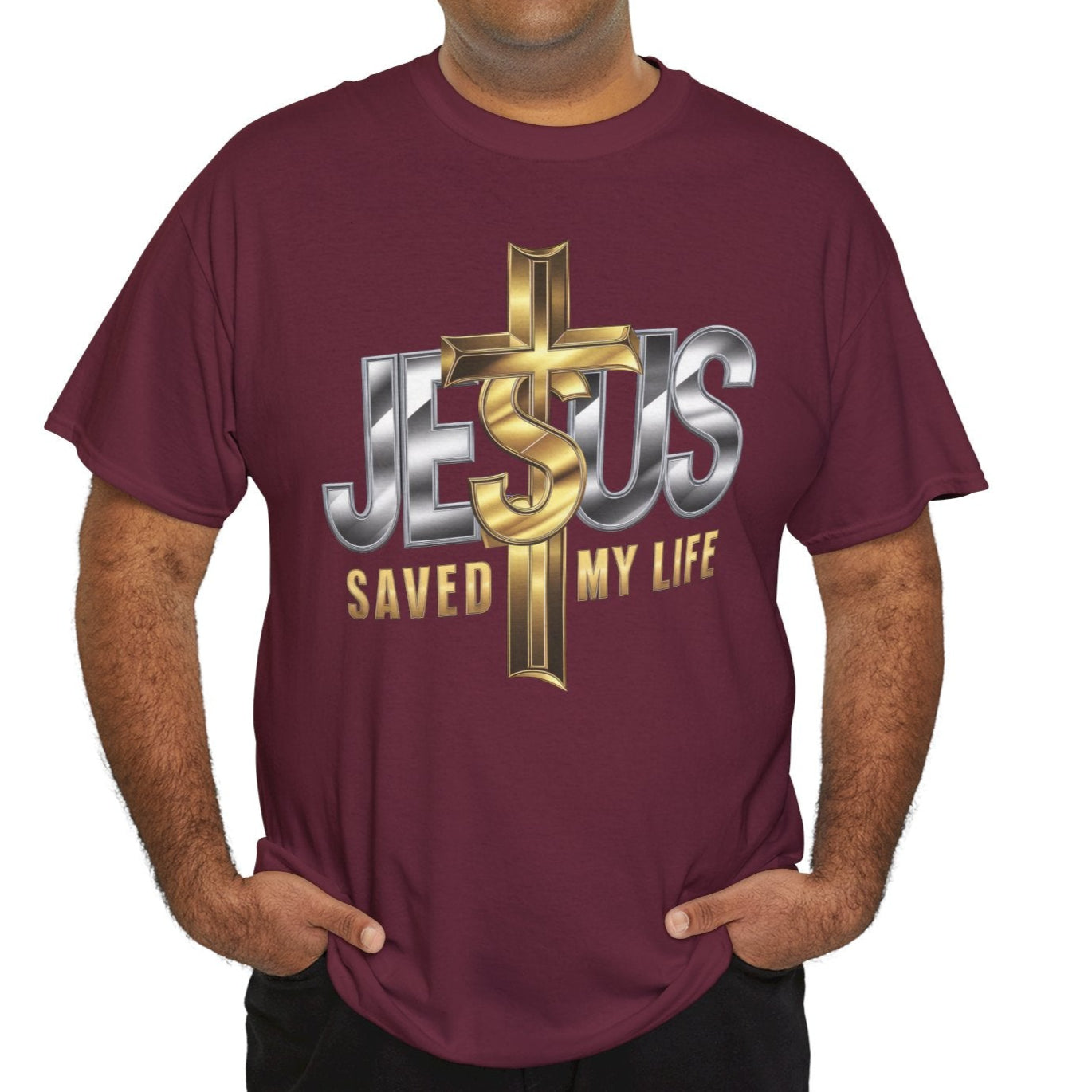 Jesus Saved My Life Cotton Tee - Kim’s Signature Beauty & Accessories (Store description)