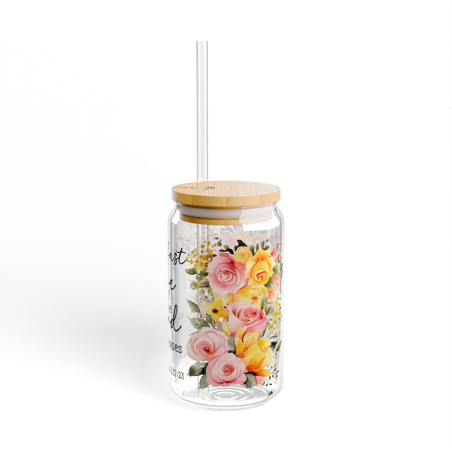 Lamentations 3:22-23 Floral Sipper Glass - 16oz - Kim’s Signature Beauty & Accessories (Store description)