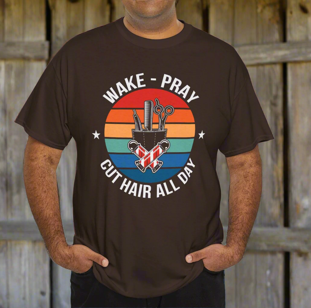 Wake, Pray- Barber Tee - Kim’s Signature Beauty & Accessories