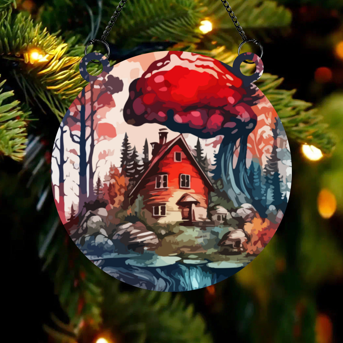 Fall Lake House Stained Glass - Kim’s Signature Beauty & Accessories