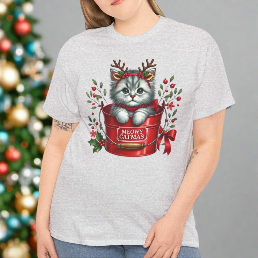 Meowy Catmas – Cute Christmas Cat Tee - Kim’s Signature Beauty & Accessories