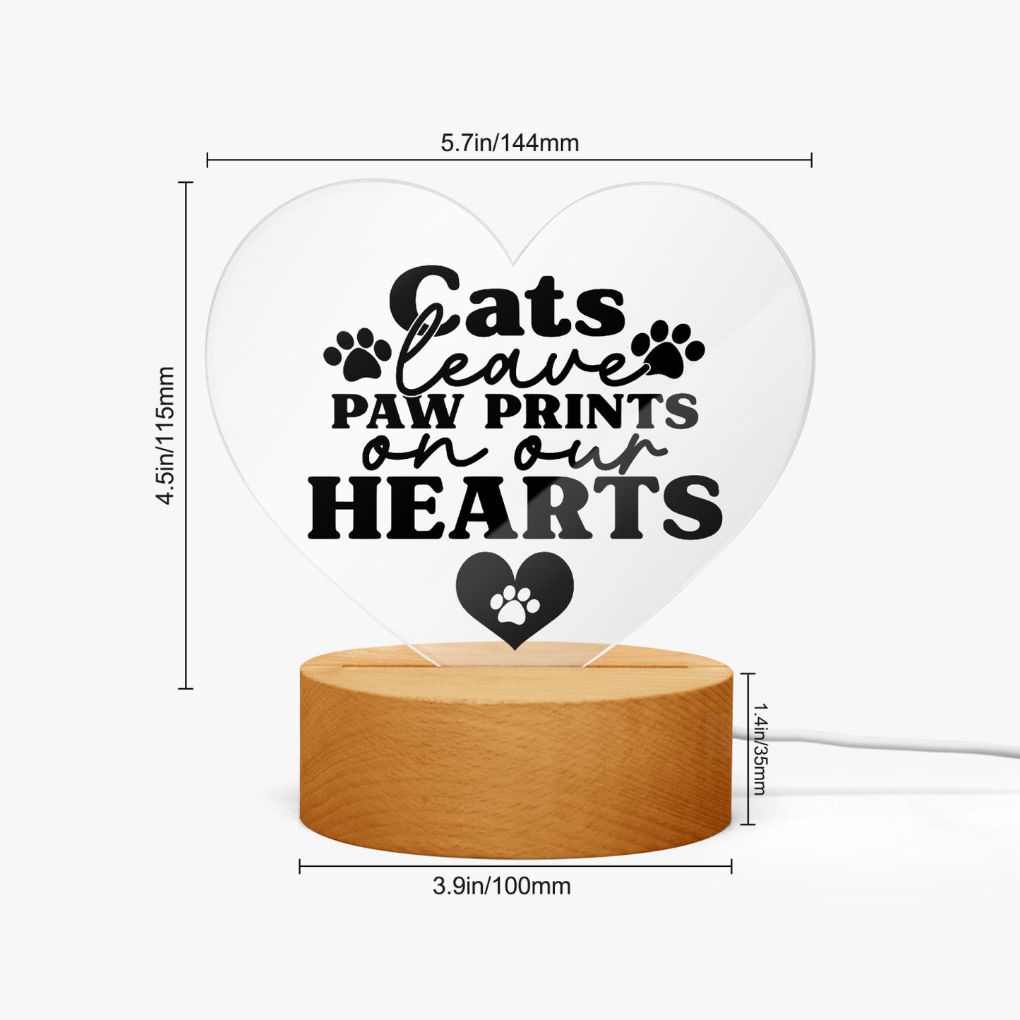 Cats Leave Paw Prints Acrylic Plaque with Stand - Heart - Kim’s Signature Beauty & Accessories (Store description)