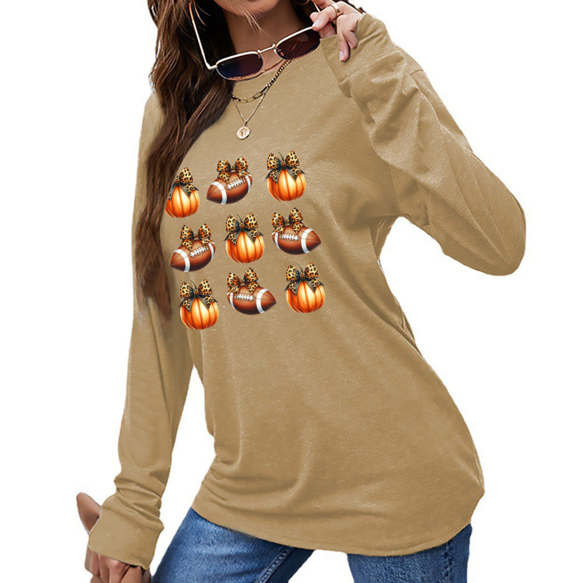 Pumpkins & Pigskins - Fall Game Day Long Sleeve Tee - Kim’s Signature Beauty & Accessories (Store description)