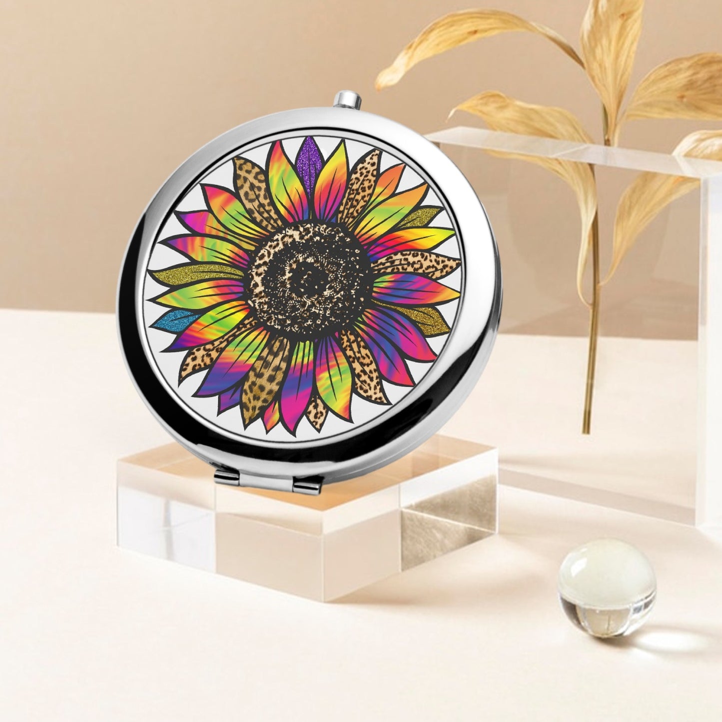 Retro Floral Compact Mirror – Travel-Friendly Makeup Accessory - Kim’s Signature Beauty & Accessories