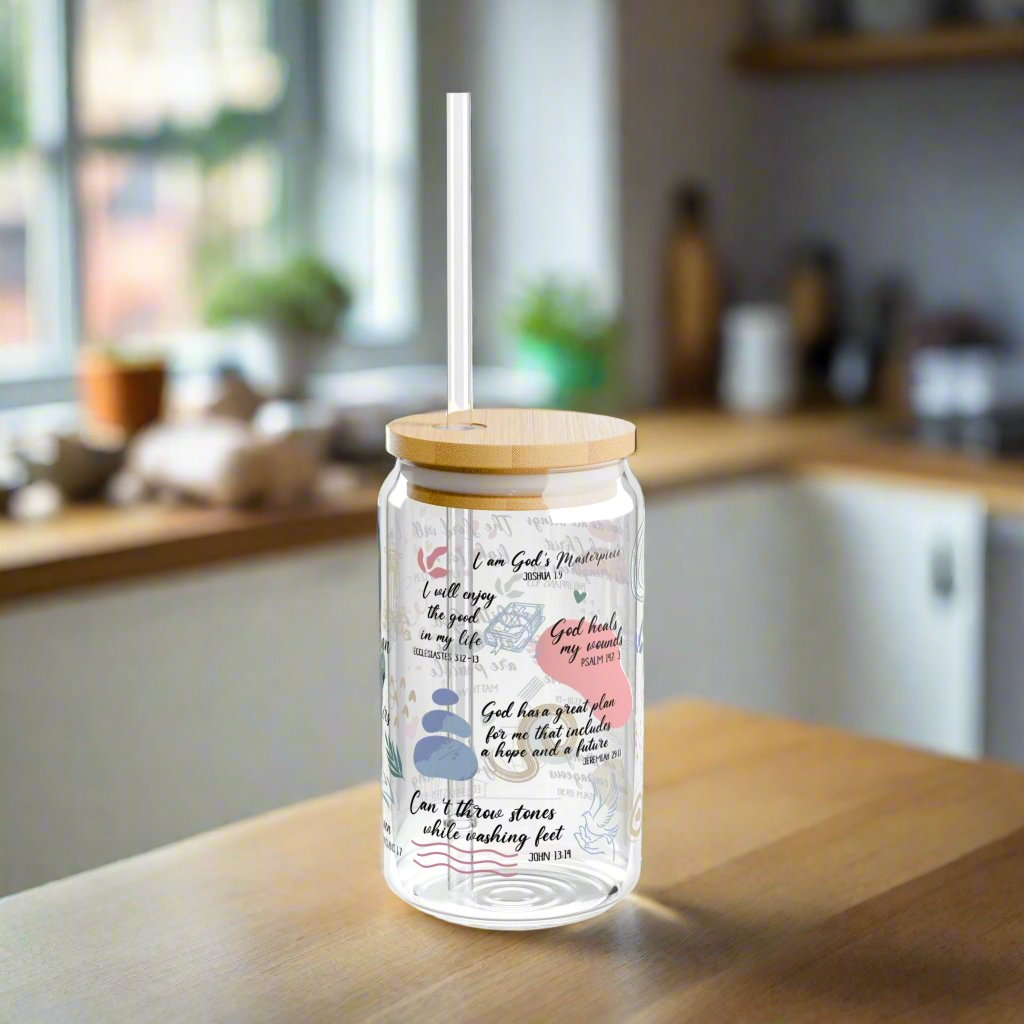Christian Daily Reminders Glass Sipper - Kim’s Signature Beauty & Accessories (Store description)
