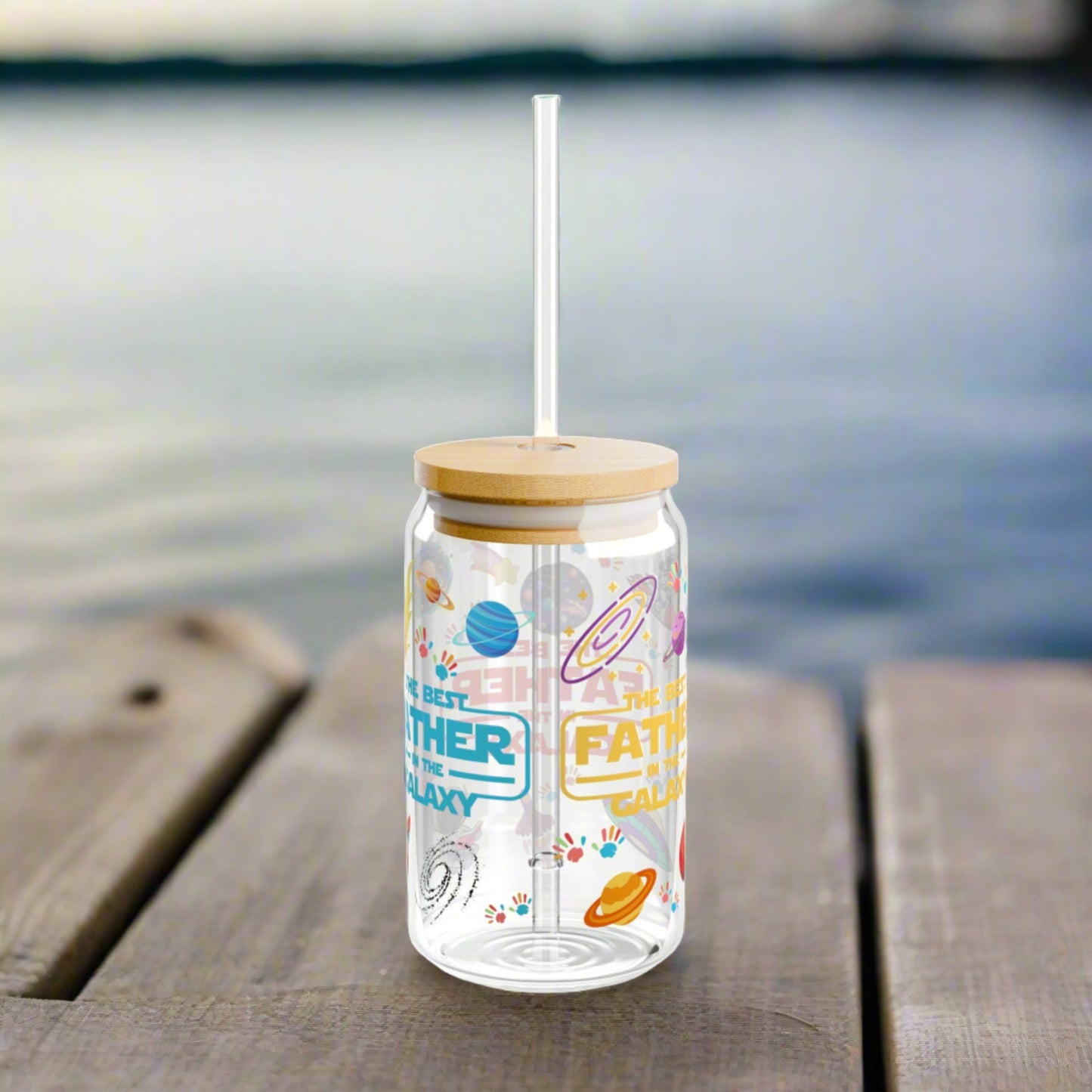Best Father in the Galaxy | Sipper Glass, 16oz - Kim’s Signature Beauty & Accessories (Store description)