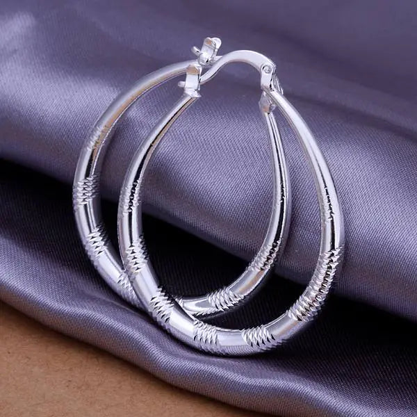925 Silver-Plated Statement Hoop Earrings - Kim’s Signature Beauty & Accessories