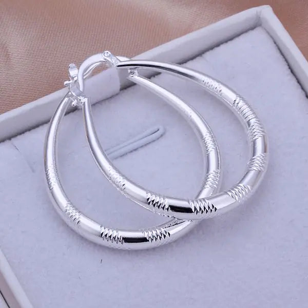 925 Silver-Plated Statement Hoop Earrings - Kim’s Signature Beauty & Accessories