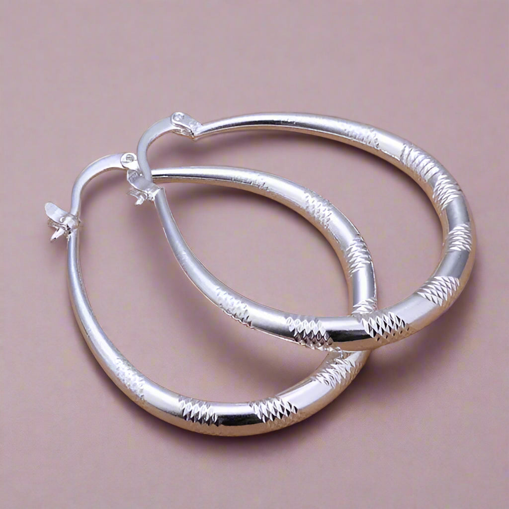 925 Silver-Plated Statement Hoop Earrings - Kim’s Signature Beauty & Accessories