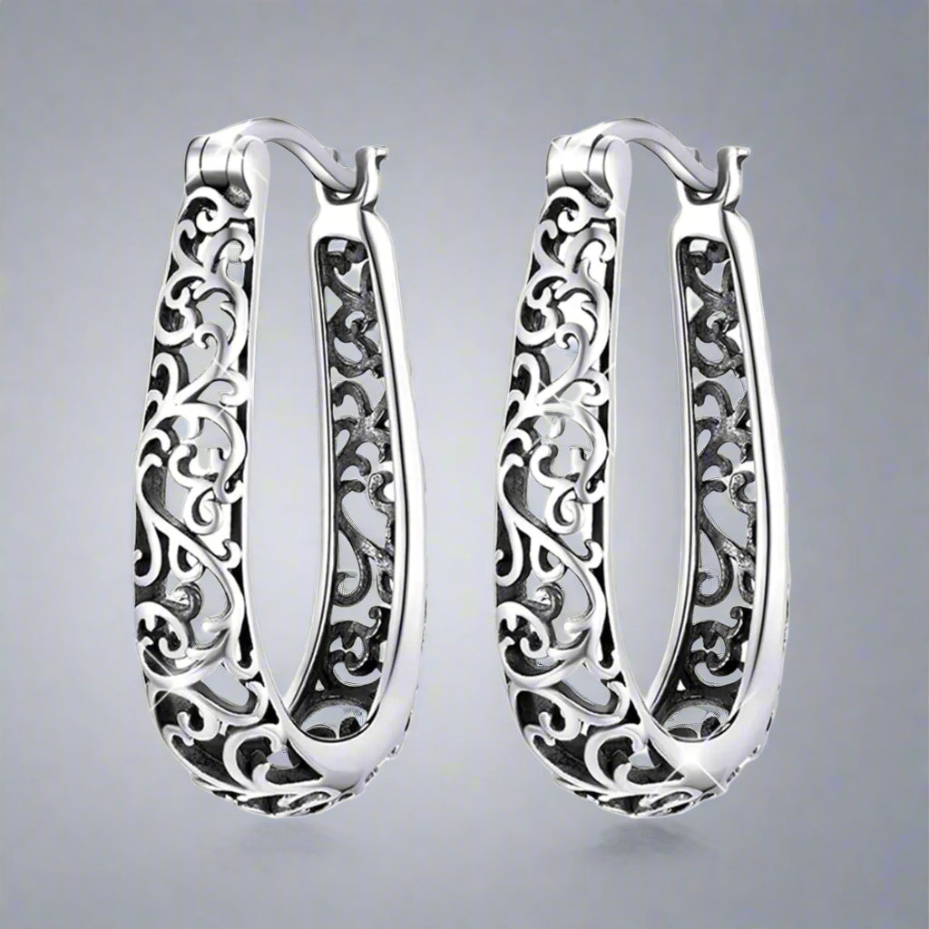925 Sterling Silver Filigree Huggie Hoop Earrings - Kim’s Signature Beauty & Accessories