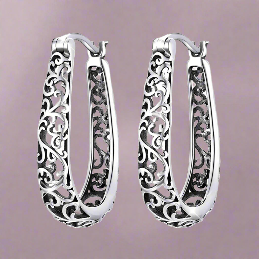 925 Sterling Silver Filigree Huggie Hoop Earrings - Kim’s Signature Beauty & Accessories