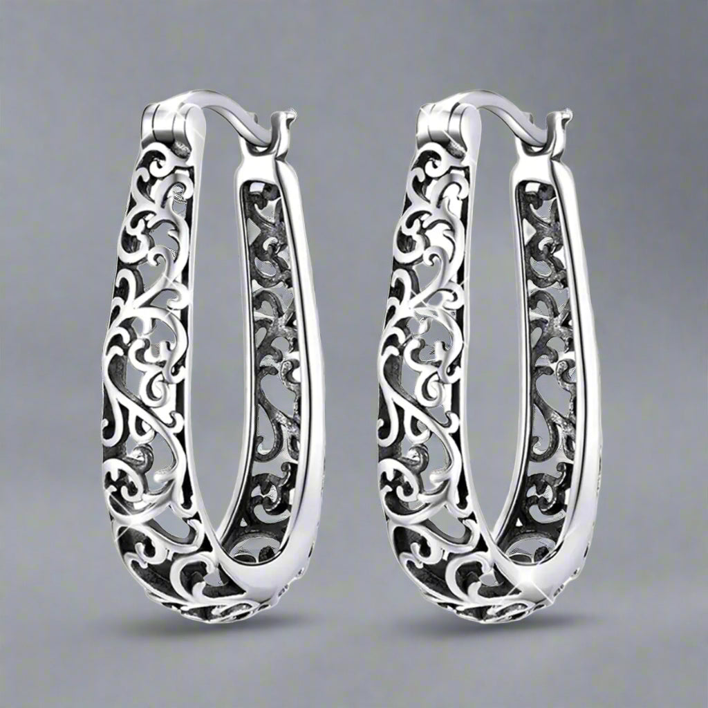 925 Sterling Silver Filigree Huggie Hoop Earrings - Kim’s Signature Beauty & Accessories