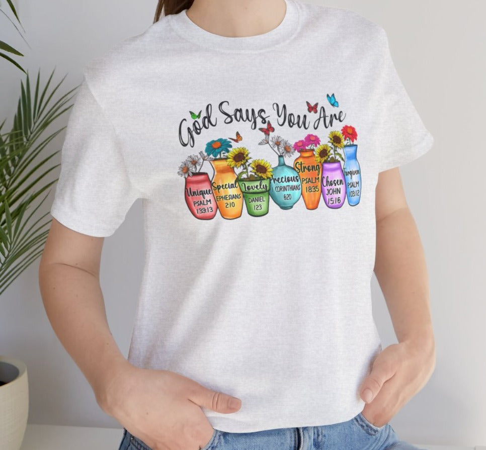 God's Affirmations: Floral Jar Inspirational Tee - Kim’s Signature Beauty & Accessories (Store description)