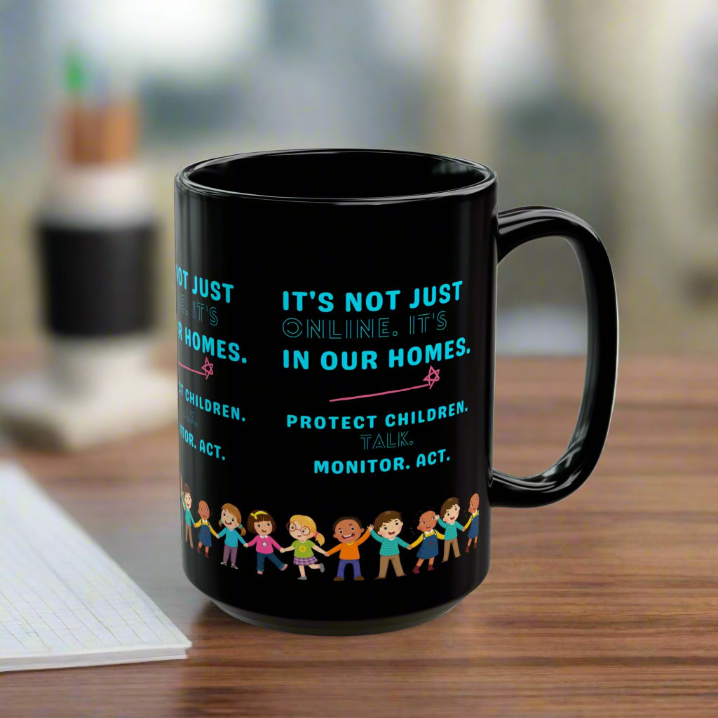 Empowering Black Mug - Protect Children, Monitor, Act - 11oz & 15oz