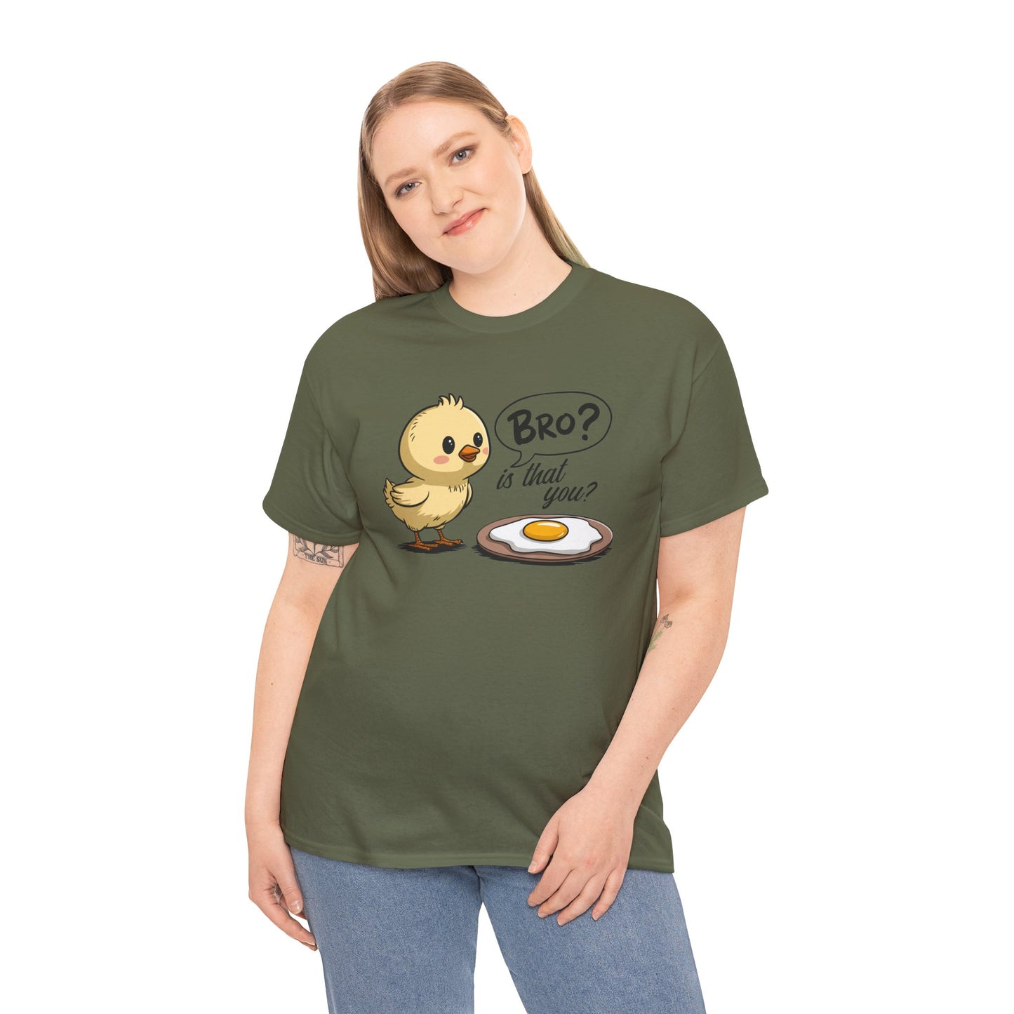Funny Chick Tee - "Bro? Is That You?" - Unisex Heavy Cotton T-Shirt for Bird Lovers, Casual Wear, Gift Idea, Easter, Humor - Kim’s Signature Beauty & Accessories (Store description)