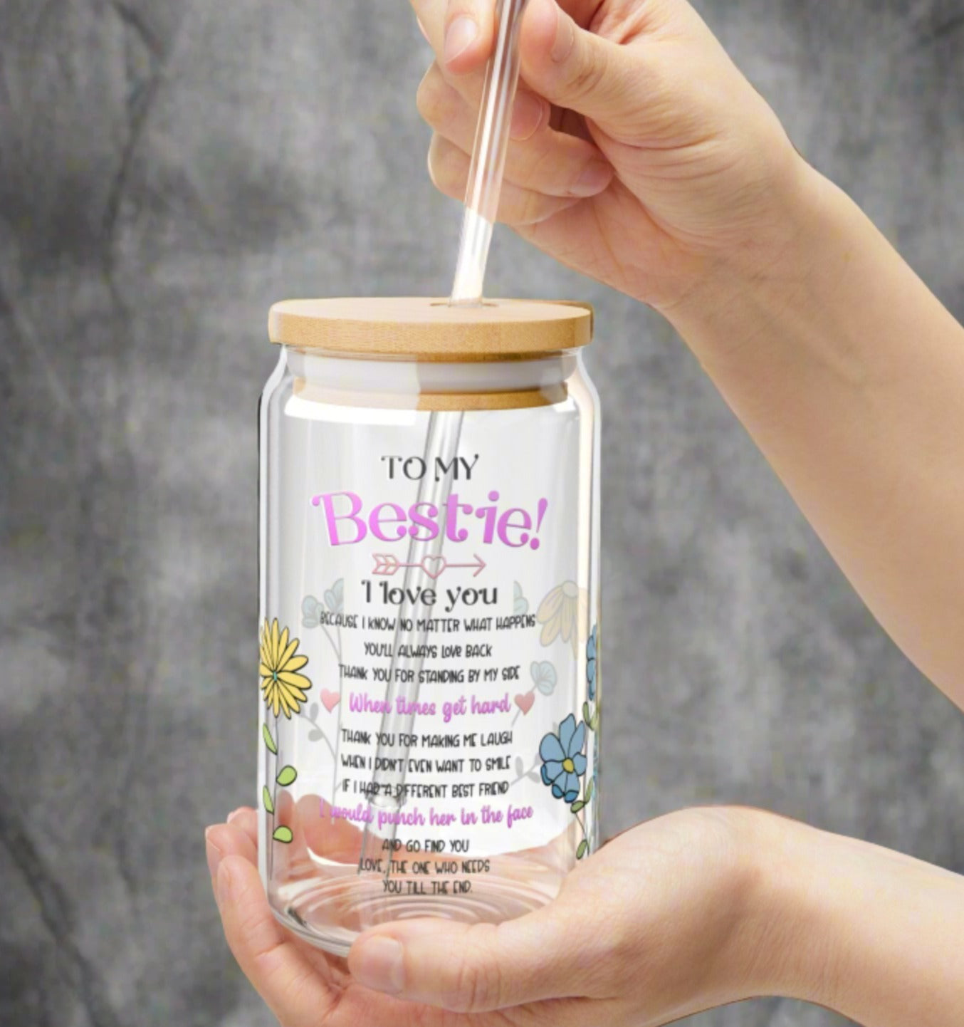 To My Bestie Sipper Glass - Kim’s Signature Beauty & Accessories