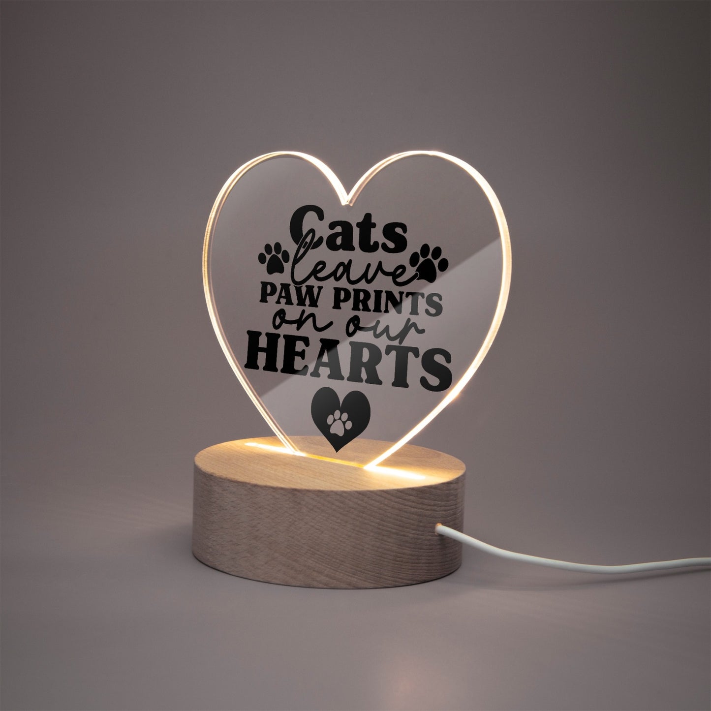 Cats Leave Paw Prints Acrylic Plaque with Stand - Heart - Kim’s Signature Beauty & Accessories (Store description)