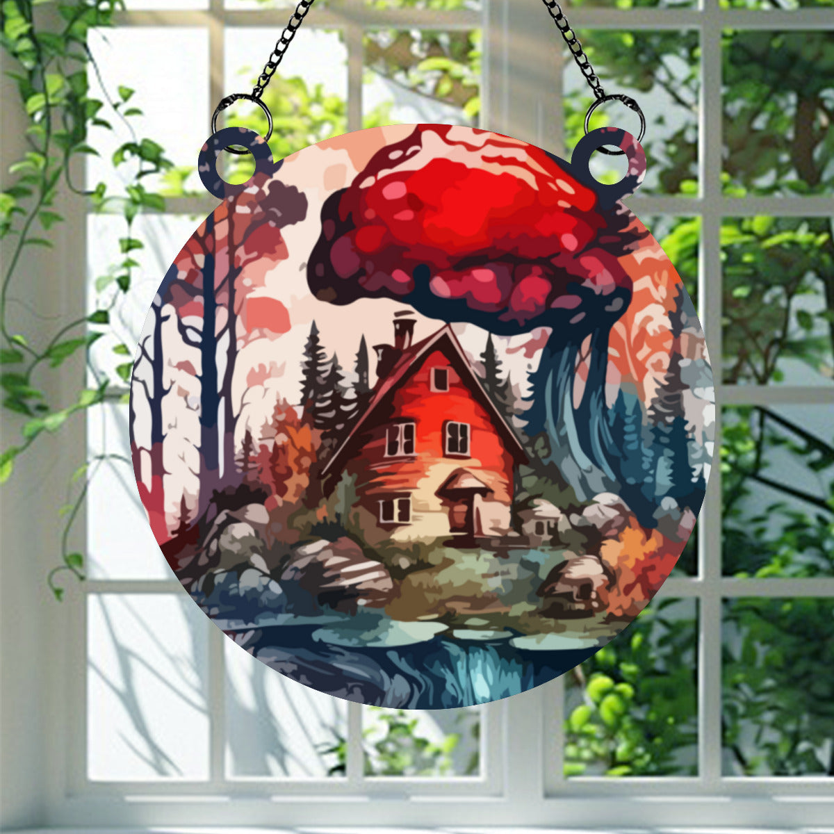 Fall Lake House Stained Glass - Kim’s Signature Beauty & Accessories